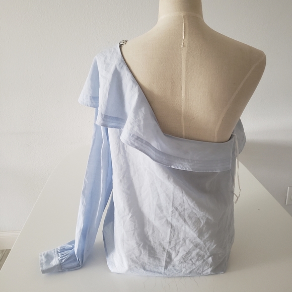 A.L.C. Brielle One-Shoulder blue Poplin Top size 10 NWT - Picture 11 of 12
